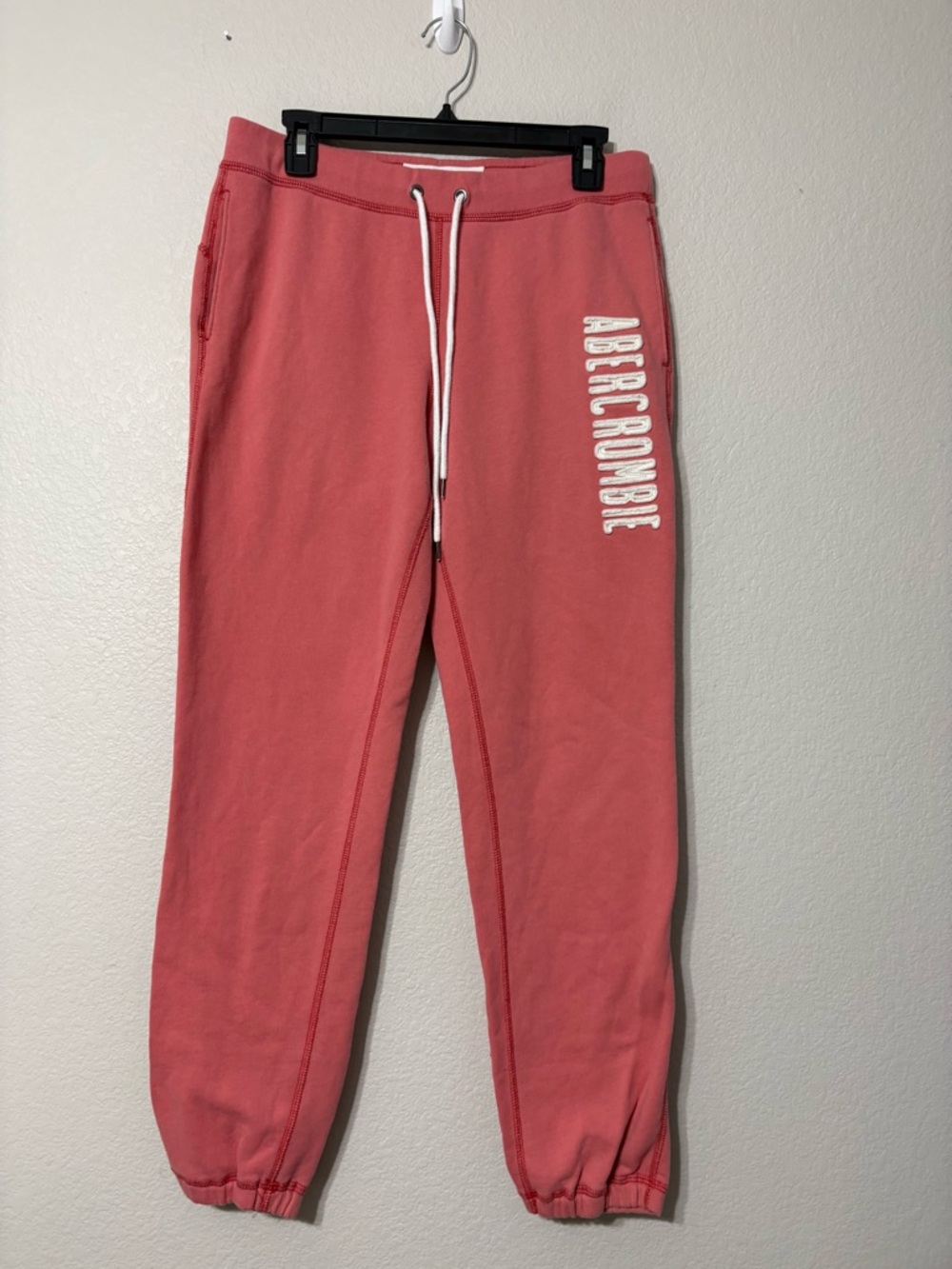 Abercrombie & Fitch Y2K Pink Drawstring Jogger‎ Sweatpants 3D Spellout M